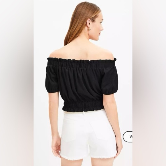LOFT Crinkle Jacquard Off The Shoulder Top - Picture 2 of 2